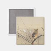 Vroege pruimbloesems van Nishimura Goun, Owl Magneet (Voorkant / Achterkant)