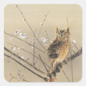 Vroege pruimbloesems van Nishimura Goun, Owl Vierkante Sticker (Voorkant)