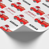Vroege Red Fire Truck — Aangepaste naam Cadeaupapier (Hoek)