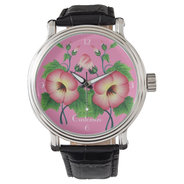Vroege roze bloemen Thunder_Cove Horloge (Voorkant)