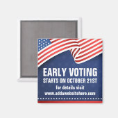Vroege stemmingen Amerikaanse vlag Verkiezingsdata Magneet (Voorkant / Achterkant)