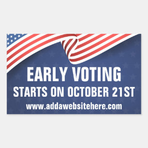 Vroege stemmingen Amerikaanse vlag Verkiezingsdata Rechthoekige Sticker