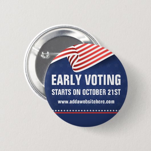 Vroege stemmingen Amerikaanse vlag Verkiezingsdata Ronde Button 5,7 Cm (Voorkant /achterkant)