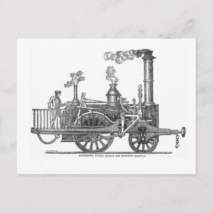 Vroege stoamlocomotief briefkaart