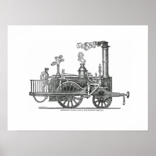 Vroege stoamlocomotief poster