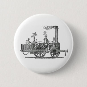 Vroege stoamlocomotief ronde button 5,7 cm