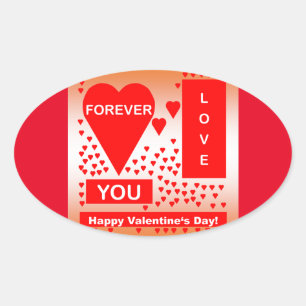 Vroege Valentijnsdag Tekst voor eeuwig liefde Rood Ovale Sticker