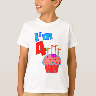 Vroege verjaardag "Ik ben 4" Schattige Cupcake T-shirt