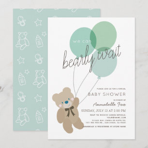 Vroege wachttijd Beer Mint Green Virtual Baby show Kaart