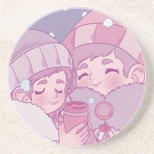 Vroege wintersneeuw zandsteen onderzetter (Voorkant)