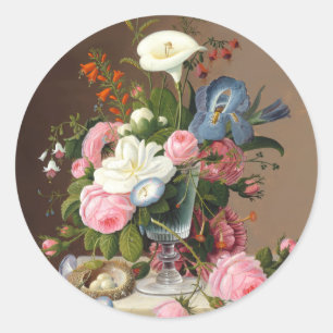 Vroege zomerbloemen, Severin Roesen Ronde Sticker