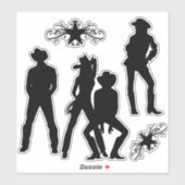Vroeger een Line Dance Funky Cowboy Sticker (Vel)