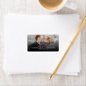 Vroeger getrouwd Mr. en Mrs. Eerste kerstfoto Etiket (Insitu)