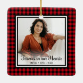 Vroeger in ons hart, rode buffel keramisch ornament (Achterkant)