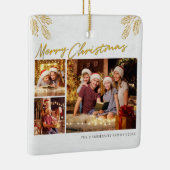 Vroeger kerstfeest Foto Collage Botanisch Keramisch Ornament (Rechts)