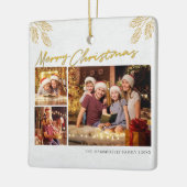 Vroeger kerstfeest Foto Collage Botanisch Keramisch Ornament (Links)