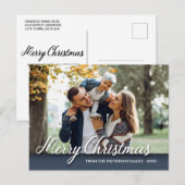 Vroeger kerstfeest Foto Elegant Modern Blue Briefkaart (Voorkant / Achterkant)