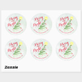 Vroegere en heldere Abstracte Waterverf kerstboom Ronde Sticker (Vel)
