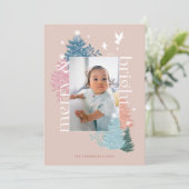 Vroegere en heldere kerstboomstructuur Foto Feestdagenkaart (Staand voorkant)