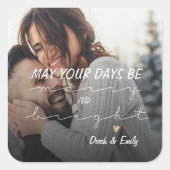 Vroegere en heldere  scriptfoto Happy Holiday Vierkante Sticker (Voorkant)