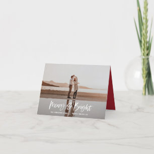 Vroegere en heldermoderne, minimale fotorode kerst feestdagen kaart