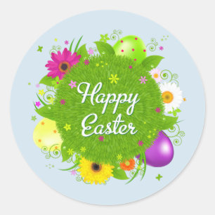Vroegere florale en tekstachtergrond ronde sticker