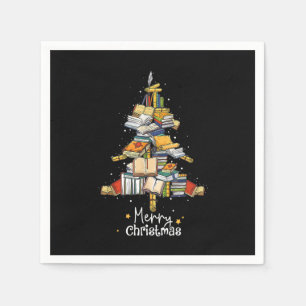 Vroegere kerstbibliotheek Boom Kute Book Lover Lib Servet