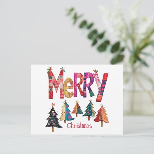 Vroegere kerstbomen feestdagenkaart (Staand voorkant)