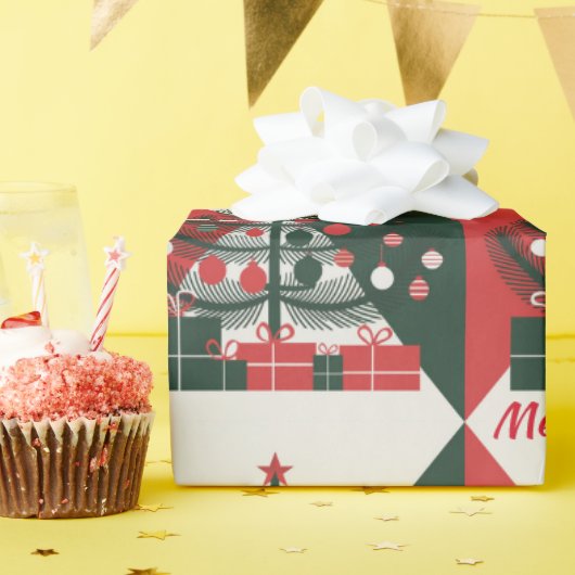 Vroegere kerstboom cadeaupapier (Verjaardagsfeest)