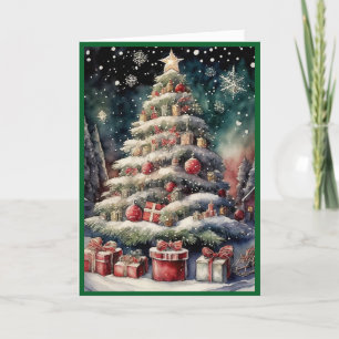 Vroegere kerstboom feestdagen kaart