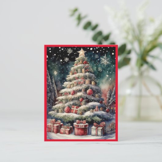 Vroegere kerstboom feestdagenkaart (Staand voorkant)