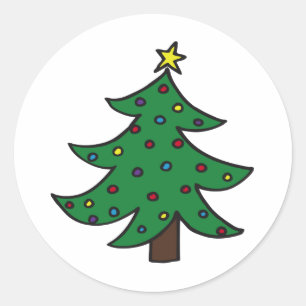 Vroegere kerstboom ronde sticker