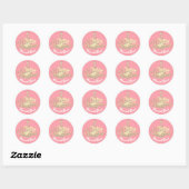 Vroegere kerstboomscriptnaam Gold Pink Ronde Sticker (Vel)