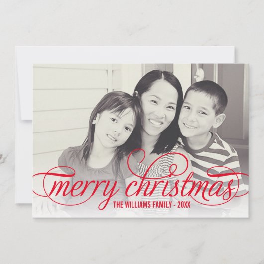 Vroegere kerstcadeaubedekking met rood script feestdagenkaart (Voorkant)