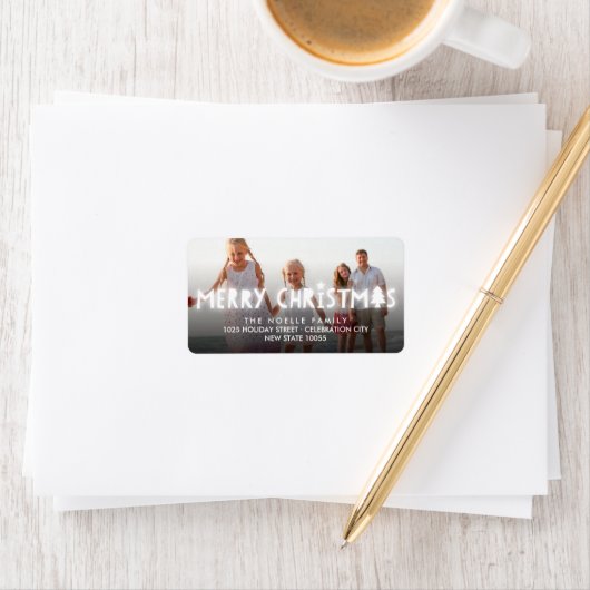 Vroegere kerstdag met feestdag Foto retour-adres Etiket (Insitu)