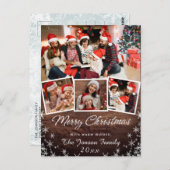 Vroegere kerstfeestdag 4 PHOTO Collage Greeting Briefkaart (Voorkant / Achterkant)