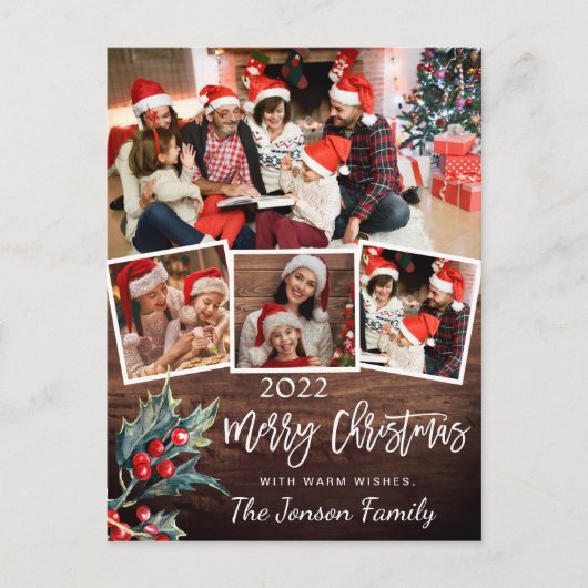 Vroegere kerstfeestdag 4 PHOTO Collage Greeting Briefkaart (Voorkant)