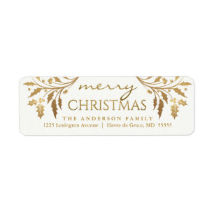 Vroegere kerstfeestdag Holly Return-adres Etiket