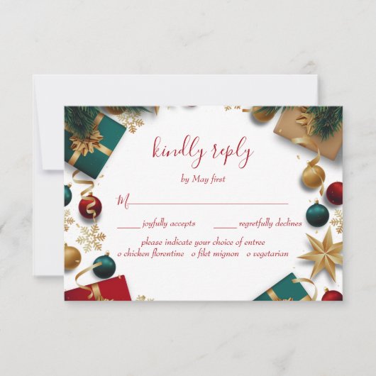 Vroegere kerstfeestdag RSVP kaartje (Voorkant)