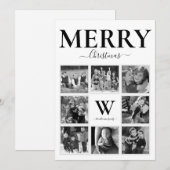 Vroegere kerstfoto Collage Monogram Black White Feestdagenkaart (Voorkant / Achterkant)