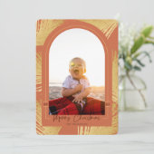 Vroegere kerstfoto van Palm Rust Beach Feestdagenkaart (Staand voorkant)