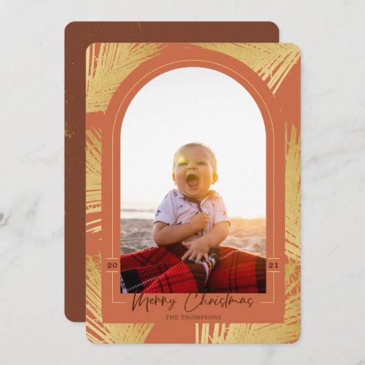 Vroegere kerstfoto van Palm Rust Beach Feestdagenkaart (Voorkant / Achterkant)