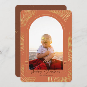 Vroegere kerstfoto van Palm Rust Beach Feestdagenkaart