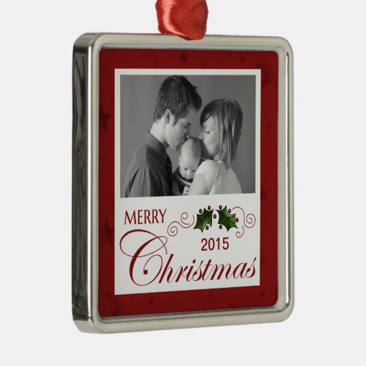 Vroegere kerstfoto's per jaar metalen ornament (Rechts)