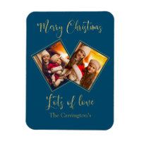 Vroegere kerstgouden foto Blauw Magnet