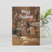 Vroegere kerstgroet feestdagenkaart (Staand voorkant)