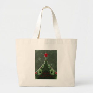 Vroegere kerstgroet - Fractal Tree en Star Grote Tote Bag