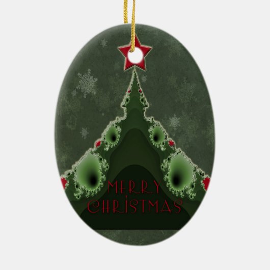 Vroegere kerstgroet - Fractal Tree en Star Keramisch Ornament (Achterkant)