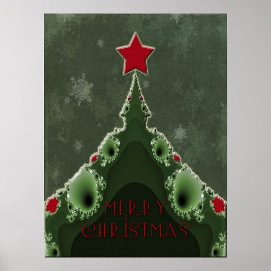 Vroegere kerstgroet - Fractal Tree en Star Poster (Voorkant)