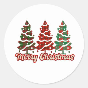 Vroegere kerstkerstboom ronde sticker